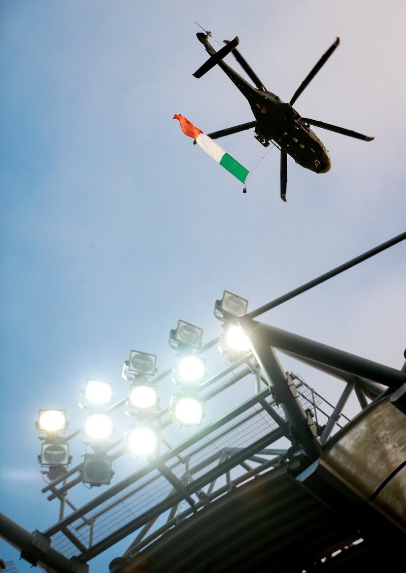 The fly past from the Croke Park turf. Photo: Tommy Dickson