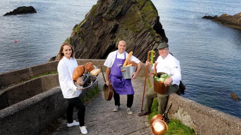 Foodie heaven: Carol Ryan  of Murphy’s Ice Cream, Mark Murphy of the Dingle Cookery School, and Dingle-based food consultant Trevis Gleason. Photo by Sally MacMonagle.