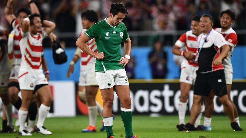 Joey Carbery has come under scrutiny for his decision to kick at the end of Ireland’s defeat to Japan. Photograph: Anne-Christine Poujoulat/AFP/Getty