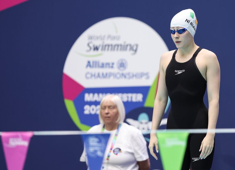 Roisin Ni Riain ahead of the heats during the Para Swimming World Championships in August. Photograph: Bruce White/Inpho