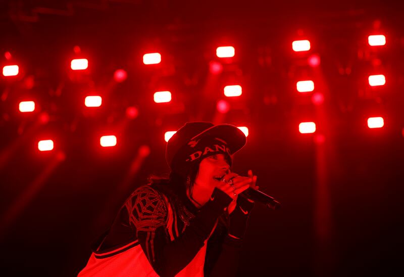 Billie Eilish during performing on the Main Stage at Electric Picnic. Photograph: Alan Betson/ he Irish Times

