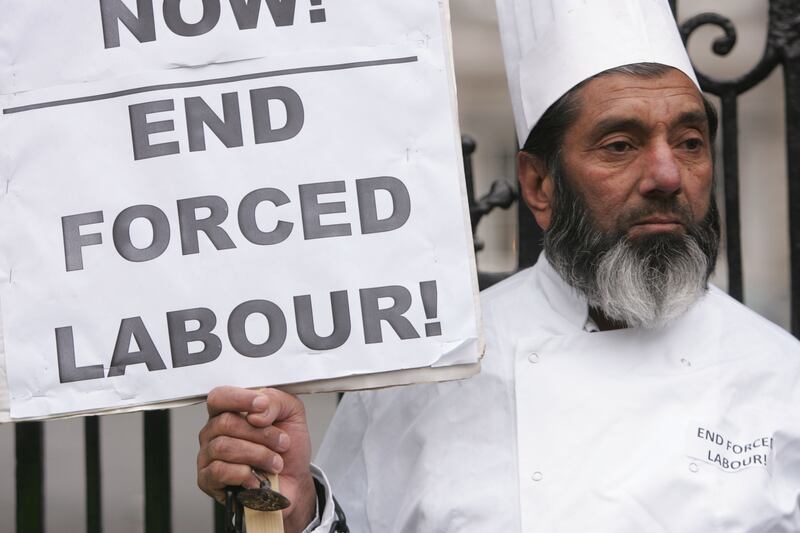 Muhammed Younis demonstrating outside the Dáil with members of the Migrant Rights Centre Ireland in 2011.Photograph: Alan Betson