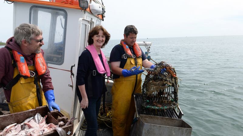 In the deep end: Marie Claire Digby on board ‘Celtic Spirit II’, off Howth, Co Dublin. Photograph: Dara Mac Dónaill