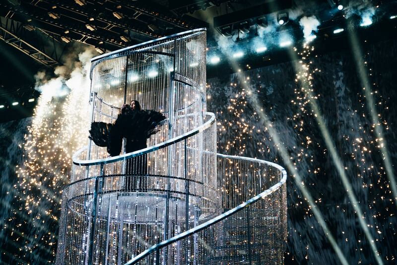Yuval Raphael performing New Day Will Rise for Israel at the second Eurovision 2025 semi-final. Photograph: Sarah Louise Bennett/EBU