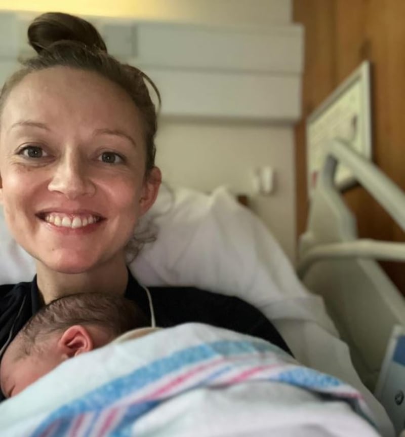 Social Democrats leader Holly Cairns with her newborn baby in a photograph posted by the TD on social media. Photograph: Holly Cairns/Instagram