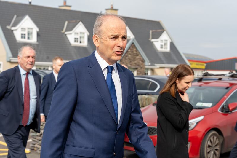 Taoiseach Micheál Martin arriving at St Finian's Church in Waterville, Co Kerry. Photograph: Noel Sweeney/PA Wire