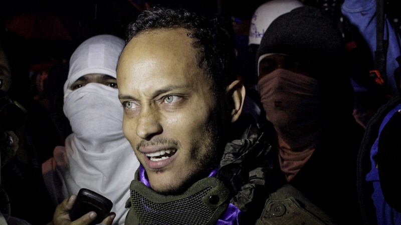 Óscar Pérez during a night march in Caracas, Venezuela, on July 13th, 2017. Photograph:  EPA