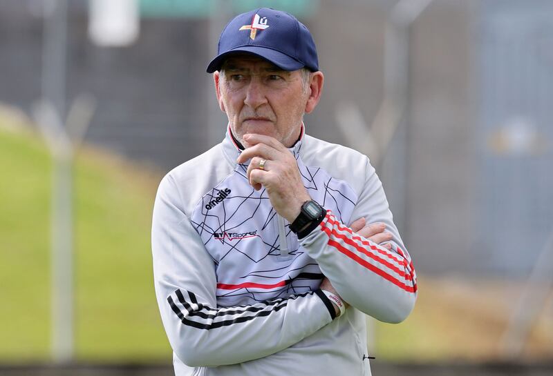 Mickey Harte in 2023, during his time as Louth manager. Photograph: Lorraine O’Sullivan/Inpho