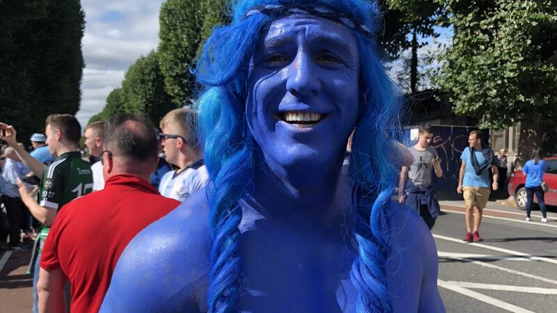 “I’ve been doing this since 2013, it’s my thing,” Shane Peppard explained, as Dub fans waited to take selfies with him. Photograph: Conor Pope