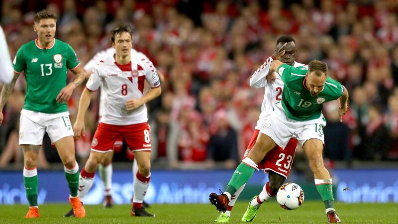 David Meyler struggled to adapt when Ireland needed to chase the game against Denmark. Photograph: James Crombie/Inpho
