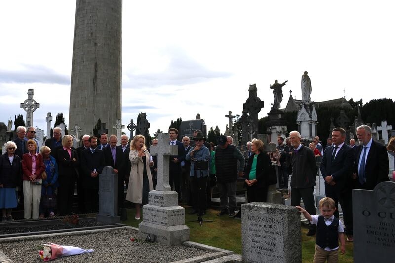 Senator Mary Fitzpatrick speaks at the grave of Éamon de Valera who died on August 29th, 1975