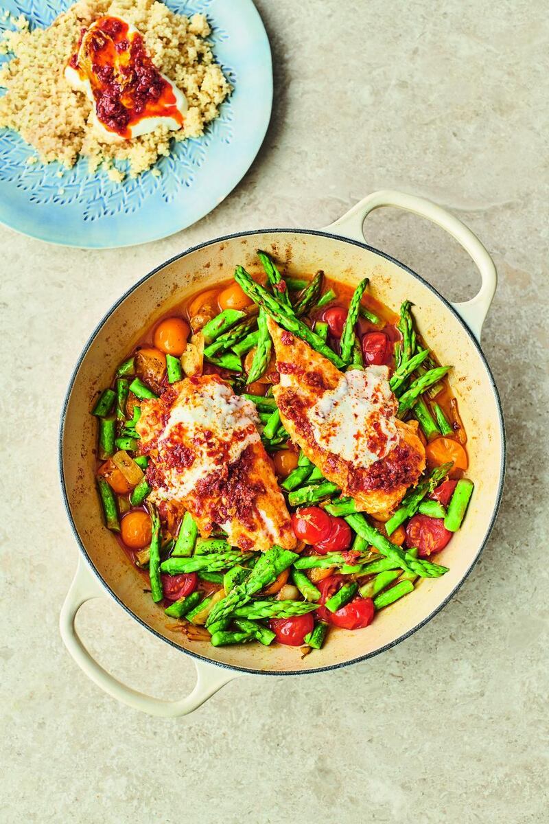 Quickest white fish tagine, from 7 Ways, by Jamie Oliver.