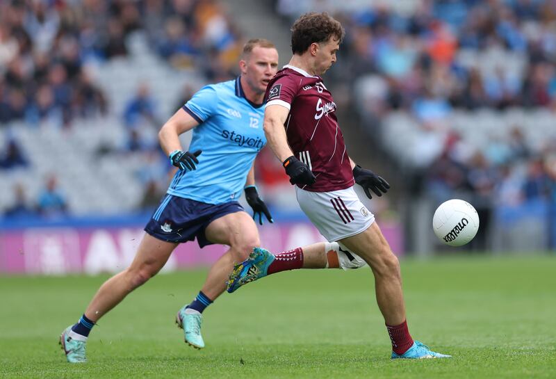 Dublin’s Ciarán Kilkenny and Robert Finnerty of Galway. Photograph: James Crombie/Inpho