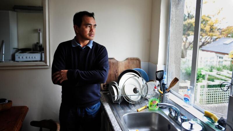 Helping hands: Jayson Montenegro from the Philippines, who is a  care worker. Photograph: Aidan Crawley