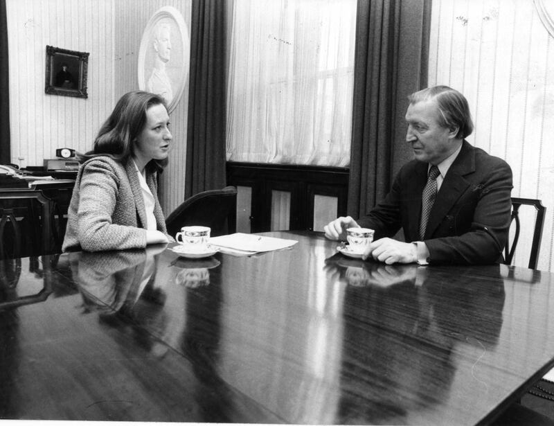 Charles Haughey's first major interview in 1980 since becoming Taoiseach, speaking with Geraldine Kennedy. Photograph: Peter Thursfield 