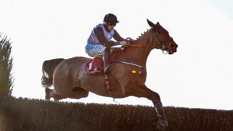Rachael Blackmore on Bob Olinger  on the way to wining the Kildare Novice Chase at Punchestown in January. Photograph: Lorraine O’Sullivan/Inpho