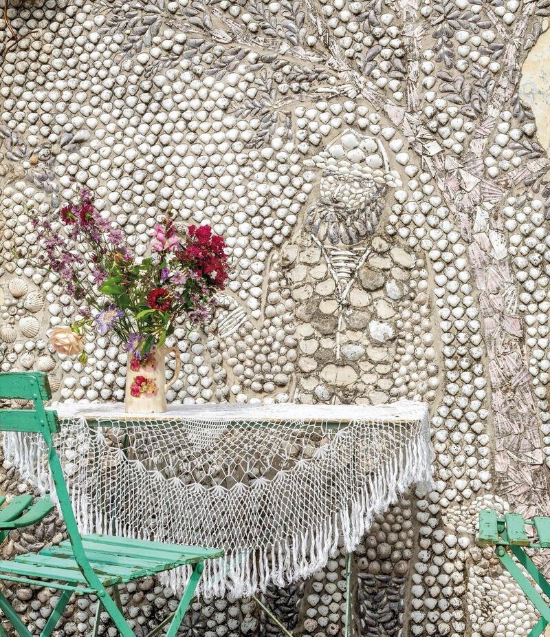 The grotto mosiac on the exterior of Pearl Lowe’s seaside home that won her heart. Photograph: Dave Watts