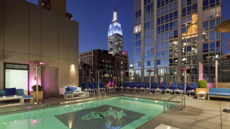 Enjoy a sky-high cocktail beside the pool at the Gansevoort Park Avenue in New York as part of the Mr + Mrs G romantic package