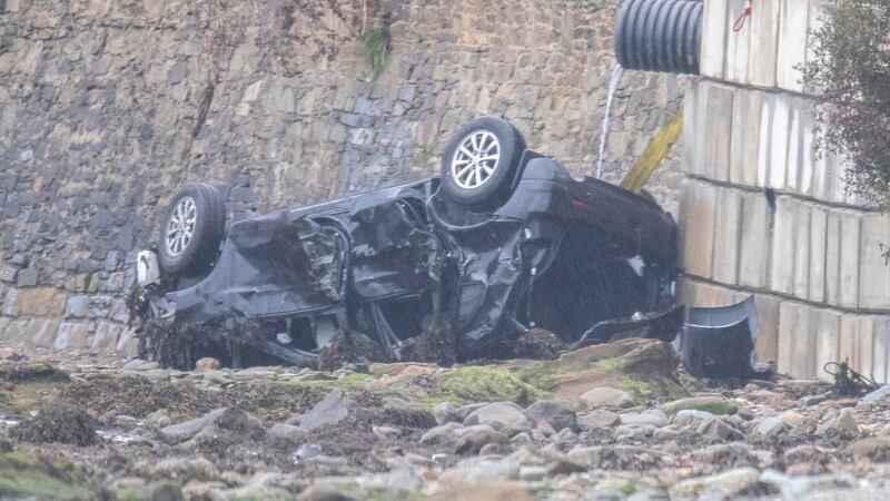The wreckage of the car from the incident in which three members of the Mullan family lost their lives  near Quigley’s Point in Co Donegal. Photograph: North West Newspix