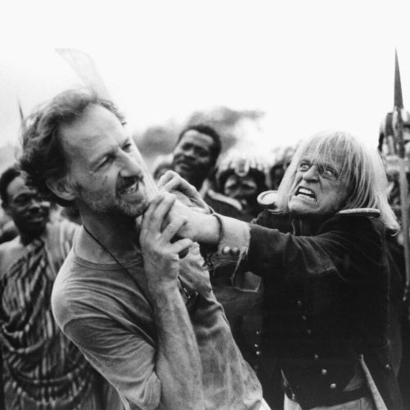 Herzog and Klaus Kinski during the filming of Cobra Verde
