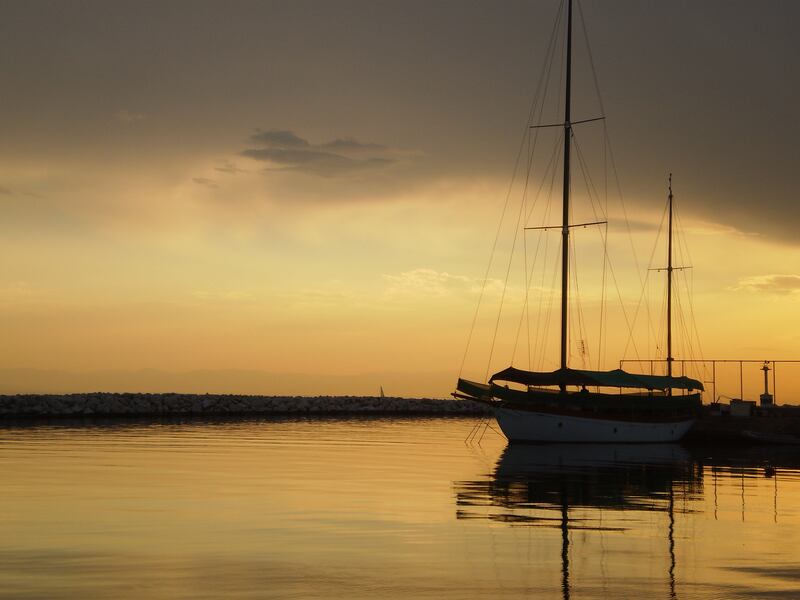 sailboats during sunset, Kalamaria, Greece