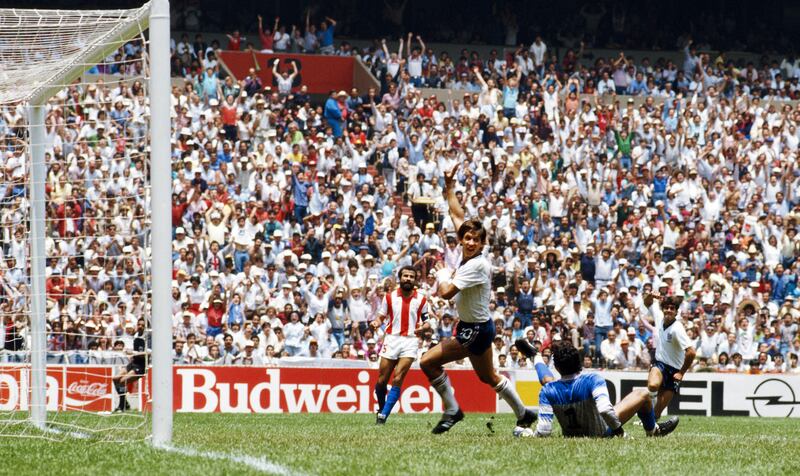 Gary Lineker scoring at the 1986 World Cup. Photograph: David Cannon/Allsport UK/Getty