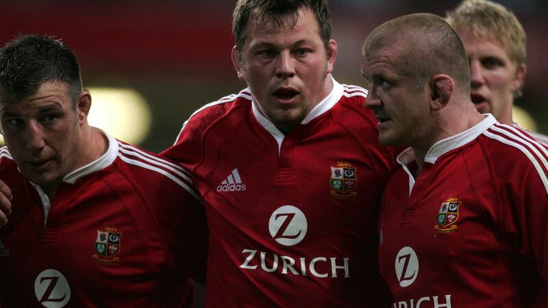 Steve Thompson on Lions duty ahead of the 2005 Lions tour. Photograph: Billy Stickland/Inpho