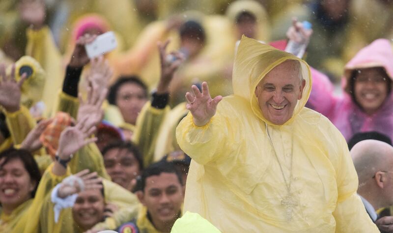 Pope Francis in Tacloban in January 2015. Photograph: Johannes Eisele/AFP via Getty Images