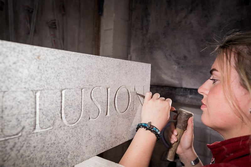 Petra hand-carving letters