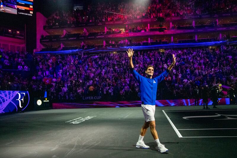 Roger Federer after playing as part of Team Europe at the Laver Cup. 'I lost my job, but I’m very happy. I’m good. I’m really good'. Photograph: James Hill/The New York Times