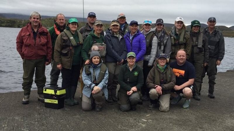 Irish Ladies Flyfishing Association with Loughanure Anglers’ Club at the recent trial on Loughanure Lake, Co Donegal.