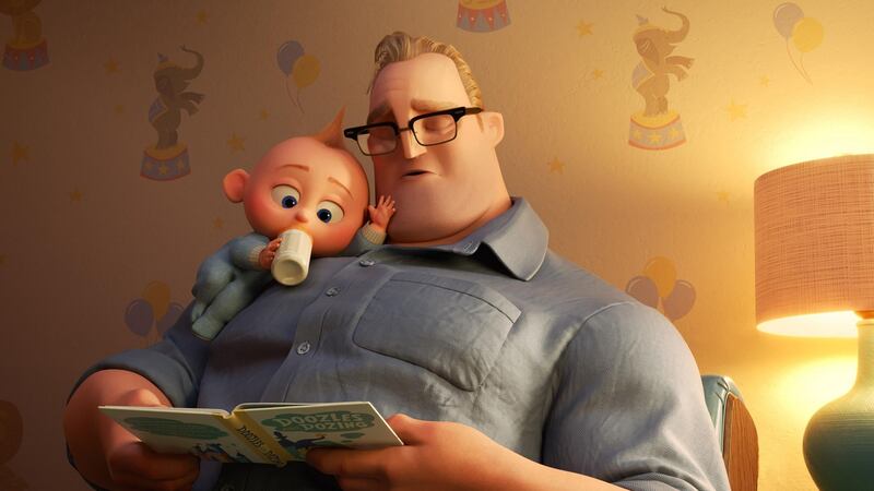 Bob “Mr Incredible” and baby Jack-Jack in Incredibles 2