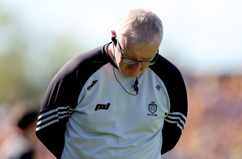 Clare manager Brian Lohan dejected after a Munster Championship Round 1 loss to Limerick in Ennis. A week later, the Banner bounced back to beat Cork at Páirc Uí Chaoimh. Photograph: James Crombie/Inpho