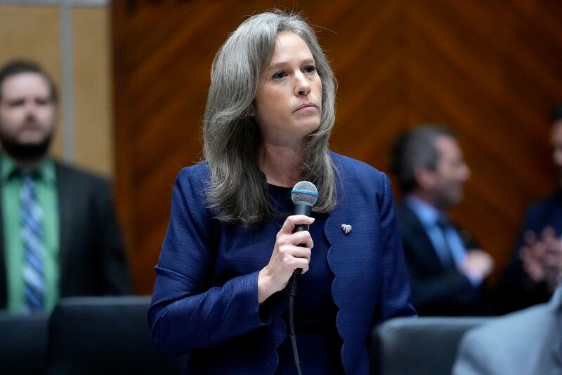 Arizona Republican state senator Shawnna Bolick, speaks at the Capitol in Phoenix, Photograph: Matt York/AP