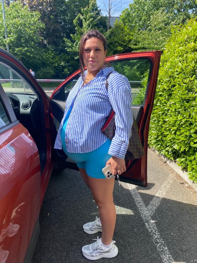 Carla Kenna, a resident at the apartment complex in Blanchardstown, fears she won't be able to return to her home when she gives birth. Photograph: Mark Hilliard