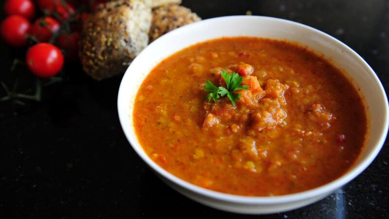 Tomato and Lentil soup. Photograph: Aidan Crawley