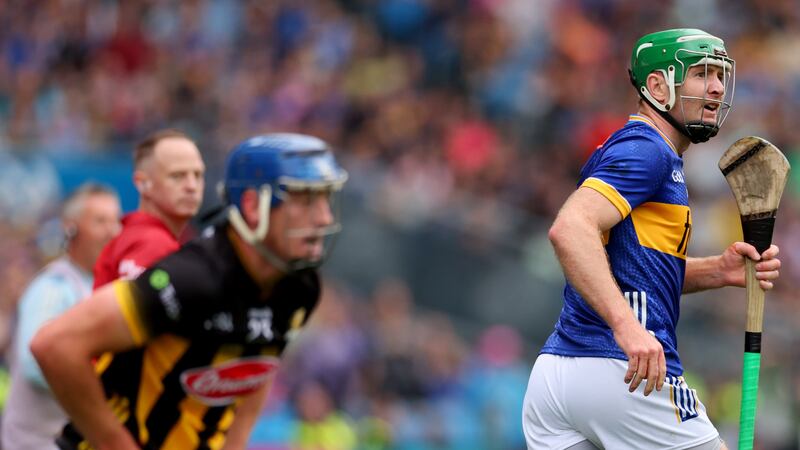 Tipperary’s Noel McGrath looks on after a late shot was counted on the scoreboard as a point but was adjudged to be wide by the umpires. Photograph: James Crombie/Inpho