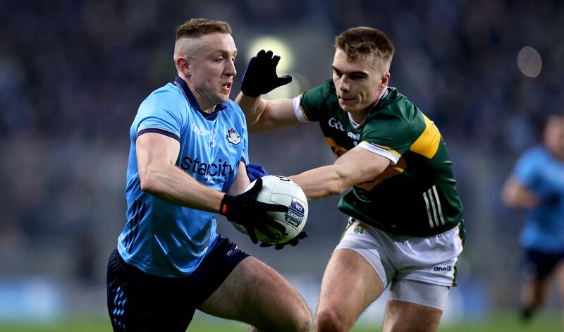 Dublin’s Paddy Small in action against Dylan Casey of Kerry at Croke Park. Photograph: Ryan Byrne/Inpho