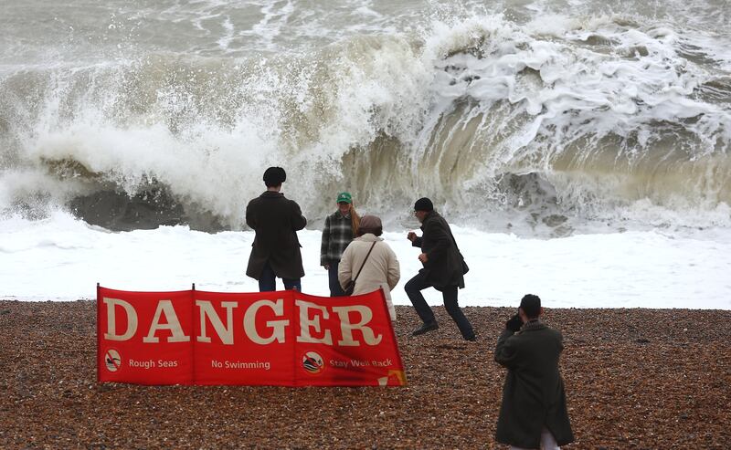 Brighton beach at high tide during strong winds on December 27th: The most reliable research on whether global warming is exacerbating storminess has been conducted by climate scientists under the United Nations Intergovernmental Panel for Climate Change. Photograph: Peter Nicholls/Getty Images