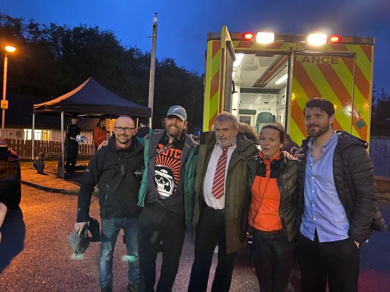 Shane McNaughton and colleagues filming on the set of his short movie You, I Am