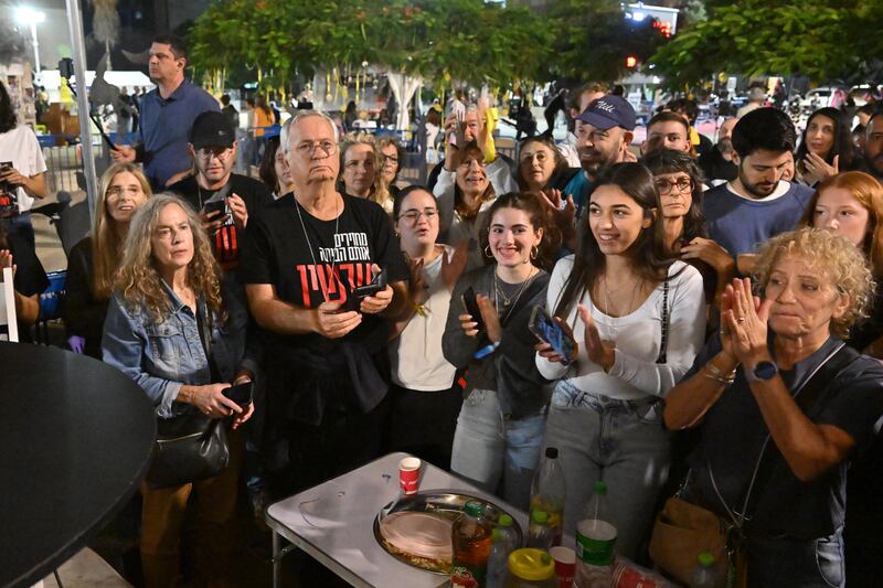 Gradually the names of those being released began to filter out, their ages ranging from two to 85. First confirmed was Adina Moshe (72), who was captured from the Nir Oz kibbutz. Photograph: Alexi J. Rosenfeld/Getty Images
