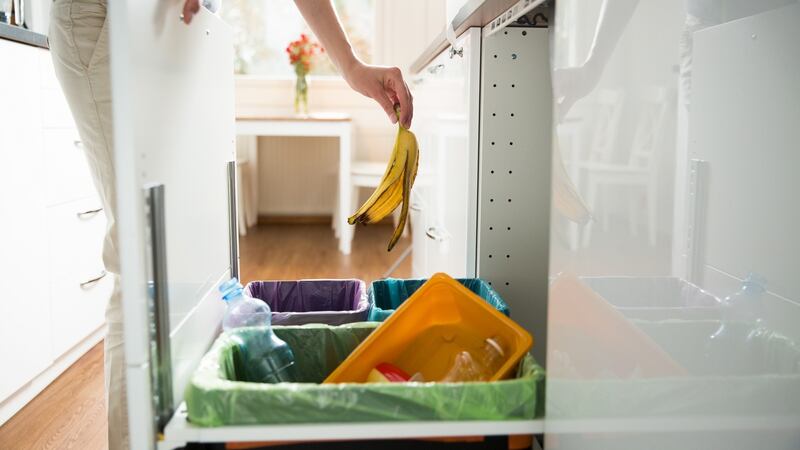 Separate under-sink containers for  your waste. Make the black bin the smallest bin under the sink