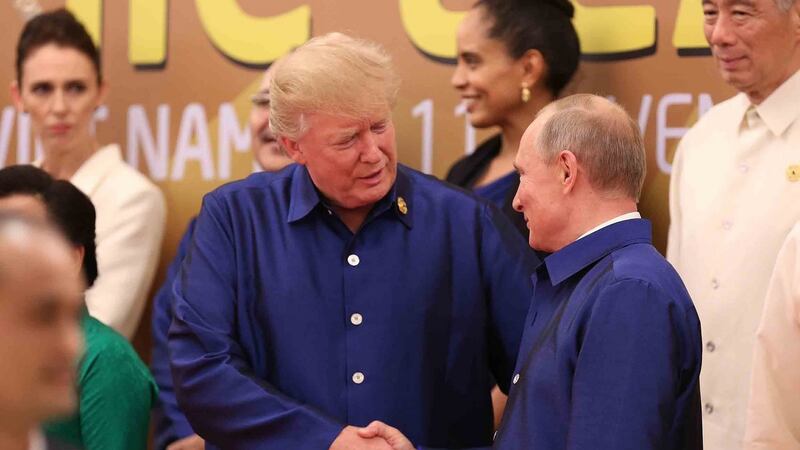 Putin and US president Donald Trump ahead of the Asia-Pacific Economic Co-operation Summit in November. Photograph: STR/AFP/Getty Images