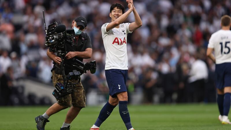 Son Heung-min celebrates  Tottenham Hotspur’s 1-0 victory over  Manchester City. ‘Back at home, Son is famous on a level we struggle to imagine.’ Photograph:  Marc Atkins/Getty Images