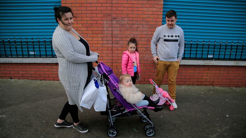 Linda Gorman with her children Nicole and Hannah and their uncle Patrick Gorman in Jobstown: “People living here are very decent,” Linda says. Photograph: Nick Bradshaw