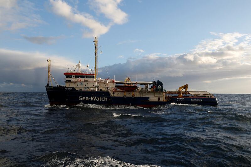 The migrant search and rescue ship ‘Sea-Watch 3’, operated by German NGO Sea-Watch, picutred off the coast of Malta in the central Mediterranean Sea on January 3rd Photograph: Darrin Zammit Lupi/Reuters