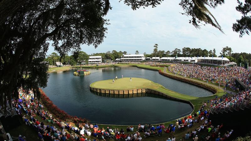 A view of the 17th green at TPC Sawgrass. Photograph: Richard Heathcote/Getty