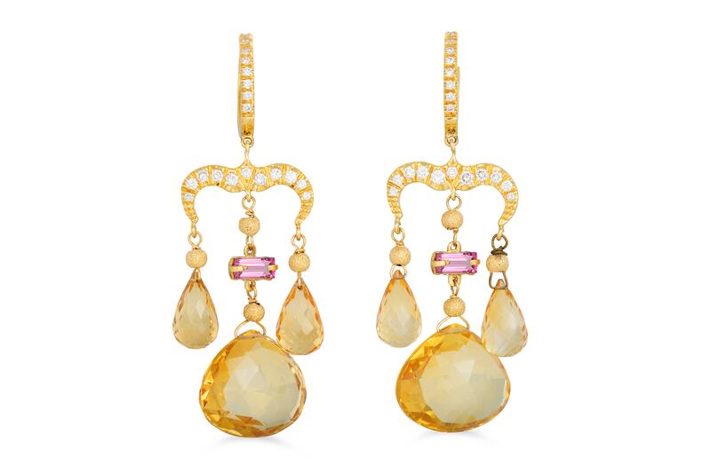 Chandelier citrine and diamond earrings, €900-€1,100. (O'Reilly's)