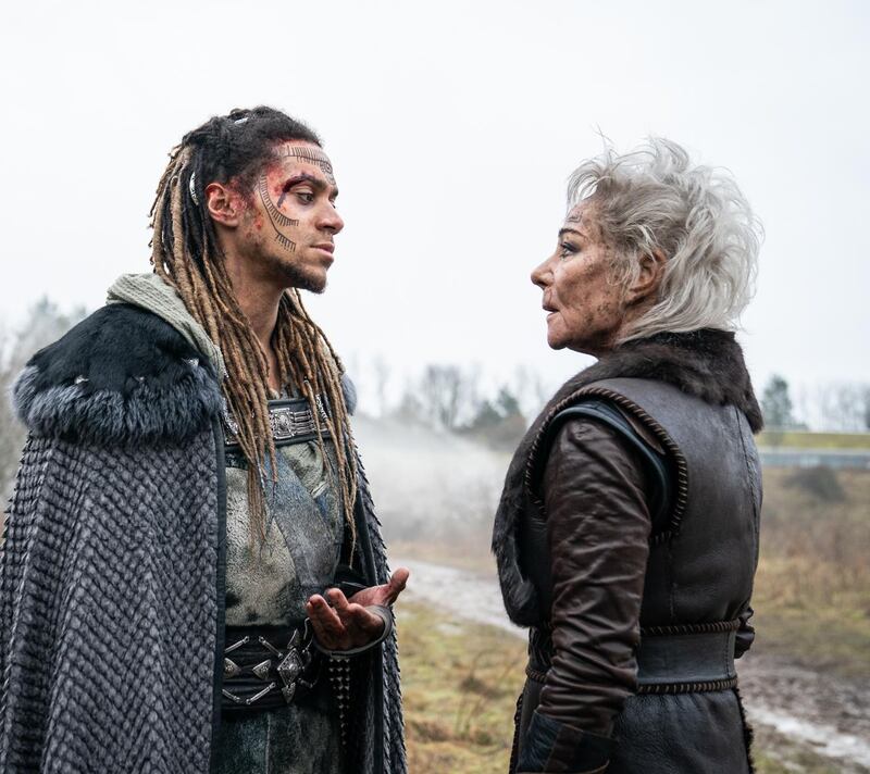 Britannia: Bluey Robinson and Zoe Wanamaker in its trippy exploration of Britain’s bloodsoaked ancient history. Photograph: Sophie Mutevelian/Sky UK