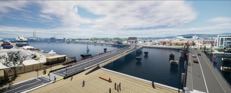 A CGI aerial view of the proposed 3FM development in Dublin Port, looking southeast.